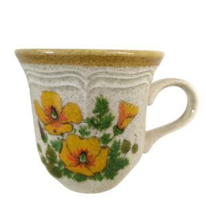 Vintage 70s Mikasa Japan PETUNIAS Coffee Cup Stoneware Garden Club Teacup Mug